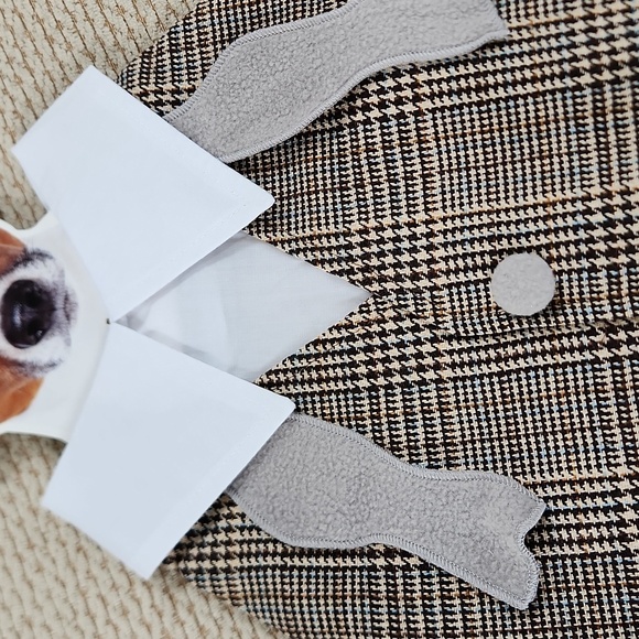 Stylish Dog Costume with Hat - Brown Plaid - Picture 4 of 6